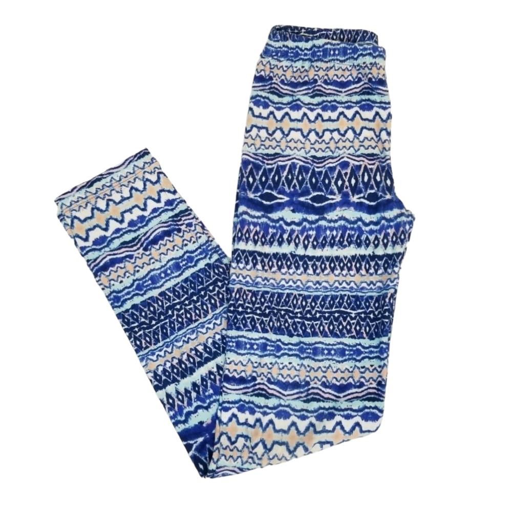 GB Girls Blue Aztec Print Leggings – Size Medium